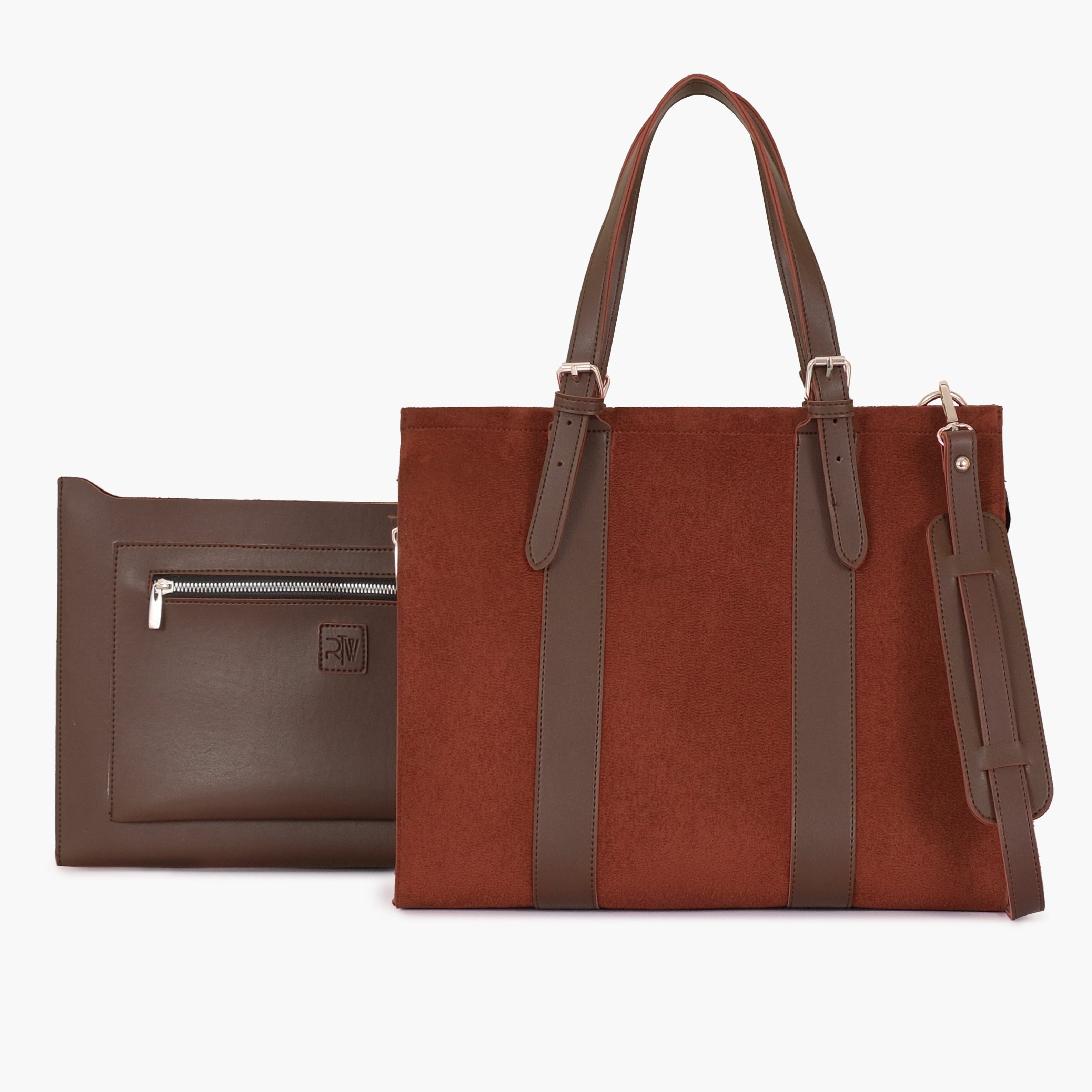 Buy Suede Laptop Bag With Sleeve - Dark Brown in Pakistan