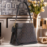 Buy Coach Hanna Shoulder In Signature Canvas Small Bag - Gold Brown Black in Pakistan