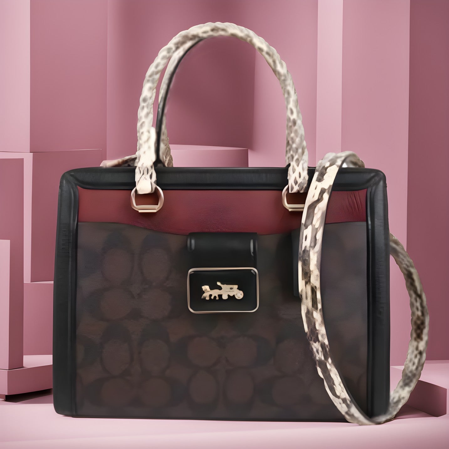 Buy Coach Grace Carryall With Signature Canvas Bag - Brown Black Multi in Pakistan