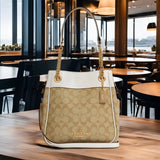 Buy Coach Cammie Chain Signature Canvas Leather Bucket Small Bag - Khaki Chalk in Pakistan