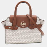 Buy Michael Kors White Tan Signature Coated Canvas and Leather Carmen Satchel Bag Small in Pakistan