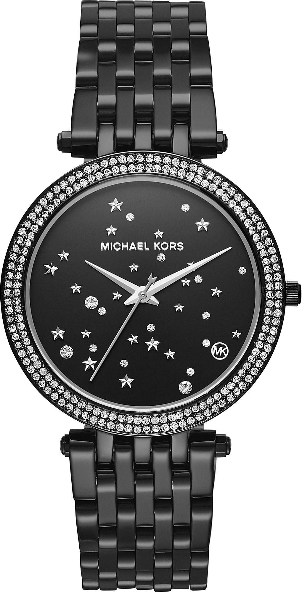 Buy Michael Kors Darci Black Dial with Diamonds Black Steel Strap Watch for Women - MK3787 in Pakistan