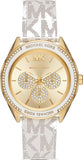 Buy Michael Kors Jessa Gold Dial with Diamonds White Leather Strap Watch for Women - MK7204 in Pakistan