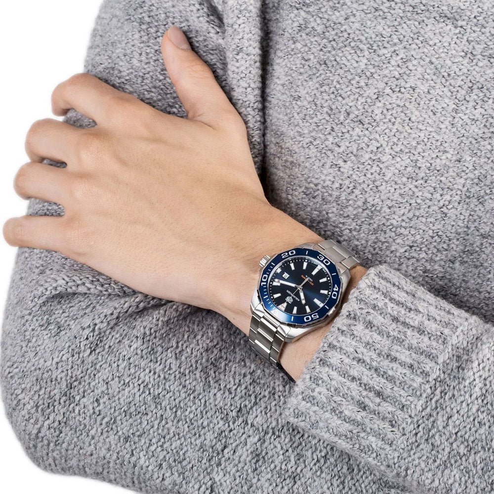 Buy Tag Heuer Aquaracer Blue Dial Silver Steel Strap Watch for Men - WAY101C.BA0746 in Pakistan