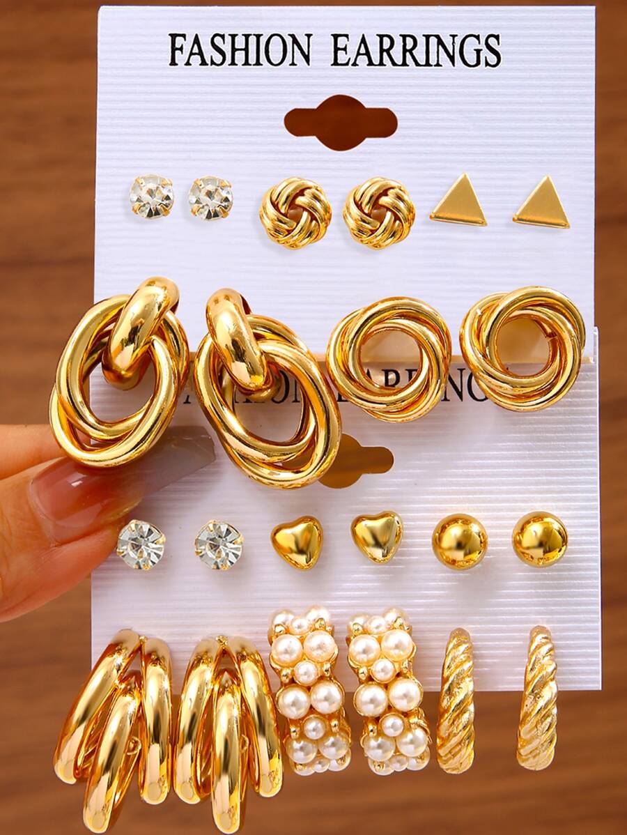 Buy SHEIN 11pairs Faux Pearl Decor Earrings in Pakistan