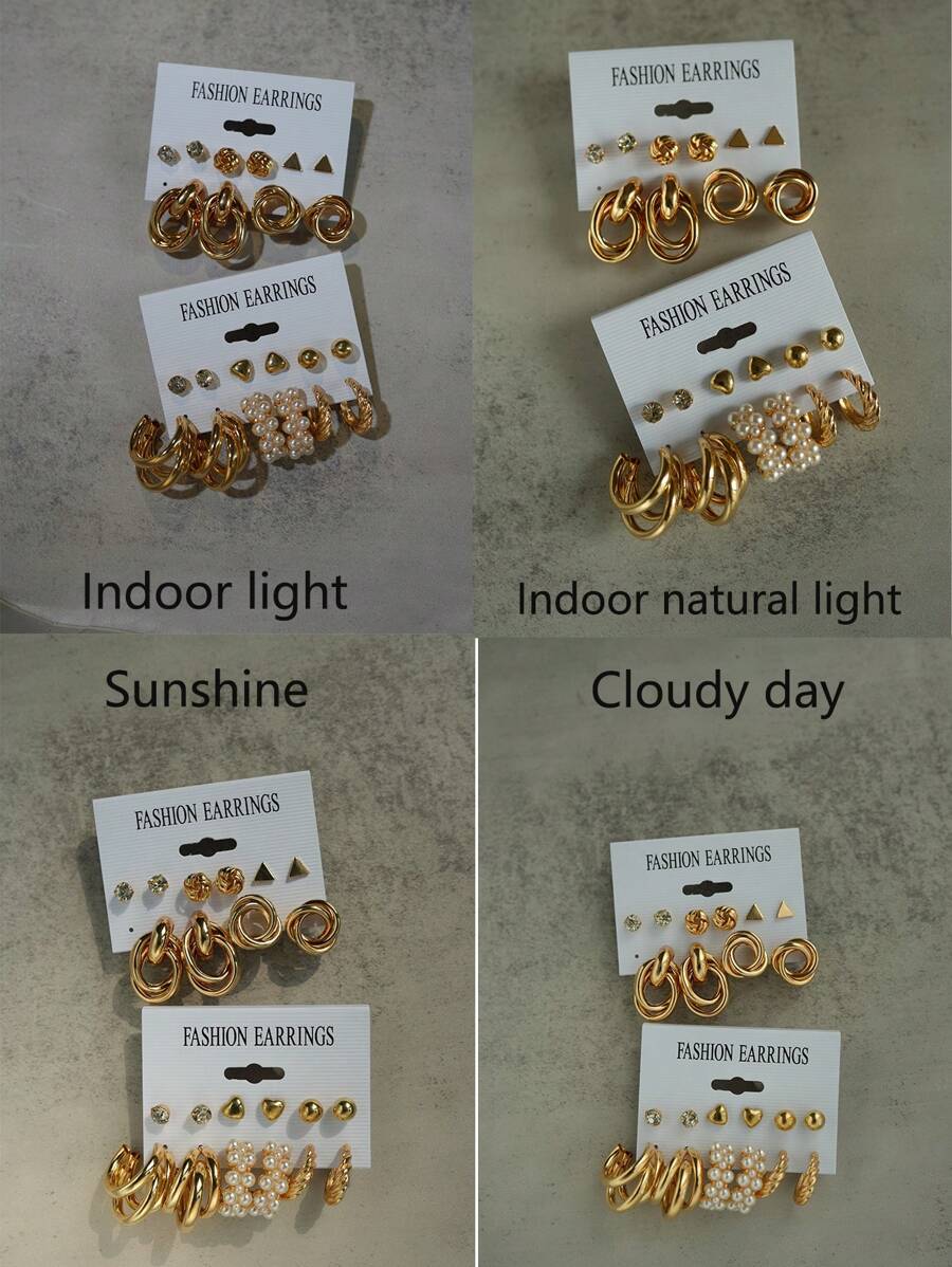 Buy SHEIN 11pairs Faux Pearl Decor Earrings in Pakistan