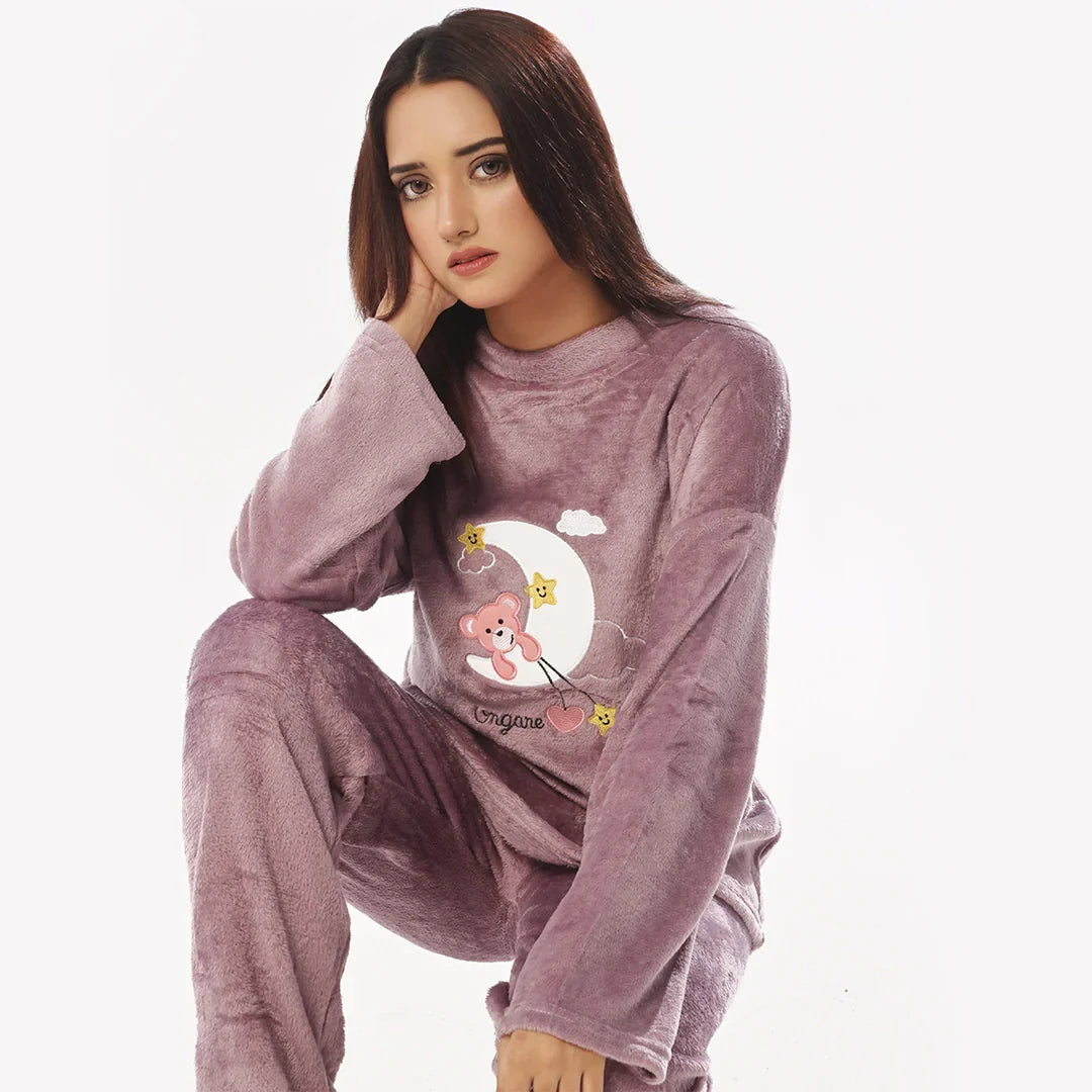 Buy Purple Moon Fleece Pajama Suit in Pakistan