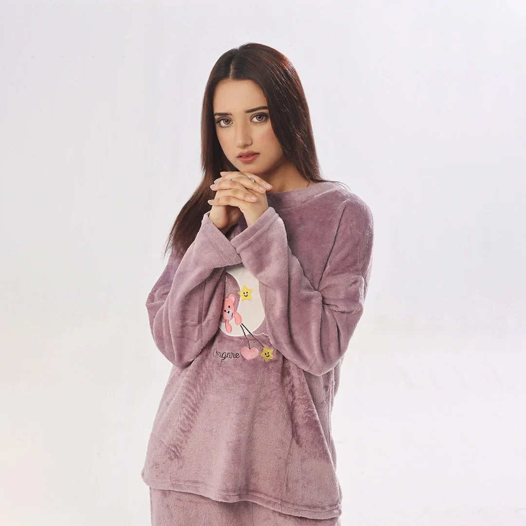 Buy Purple Moon Fleece Pajama Suit in Pakistan