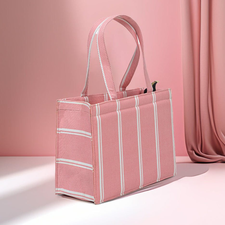 Buy Pink Breeze Striped Tote Canvas Bag in Pakistan