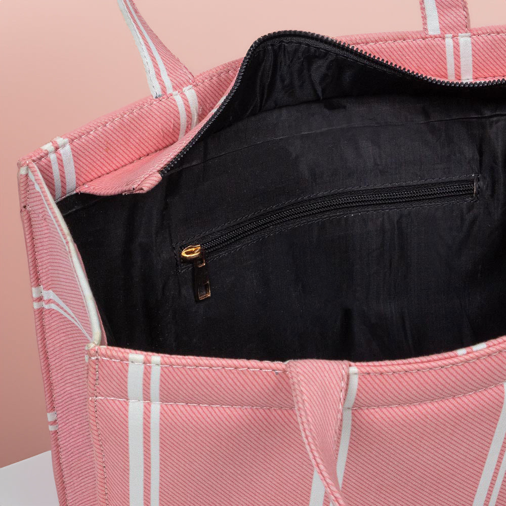 Buy Pink Breeze Striped Tote Canvas Bag in Pakistan