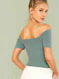 Buy Shein Unity Ribbed Off The Shoulder Crisscross Top in Pakistan