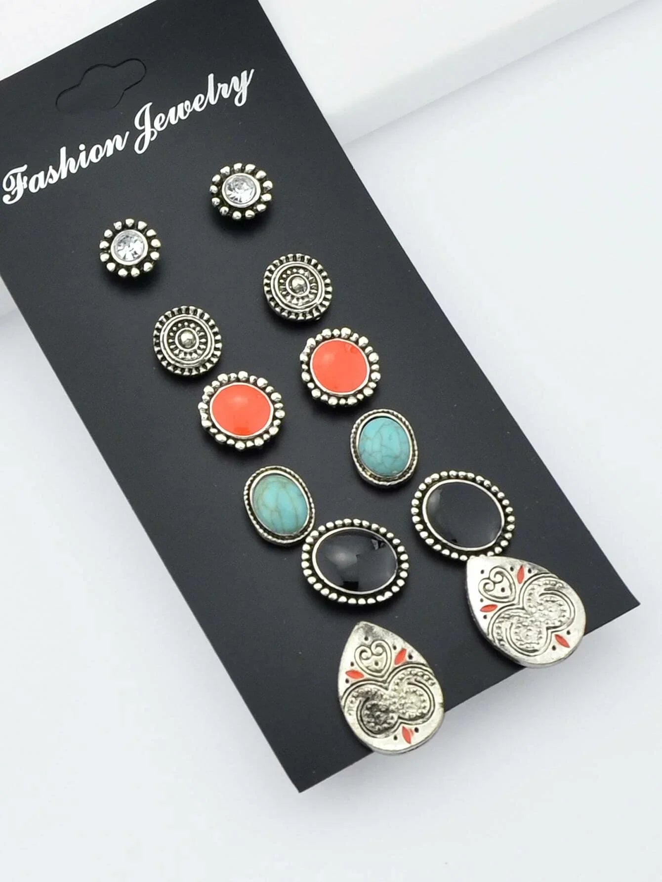 Buy SHEIN 6 Paris/Set Ethnic Style Boho Chic Round Earrings in Pakistan