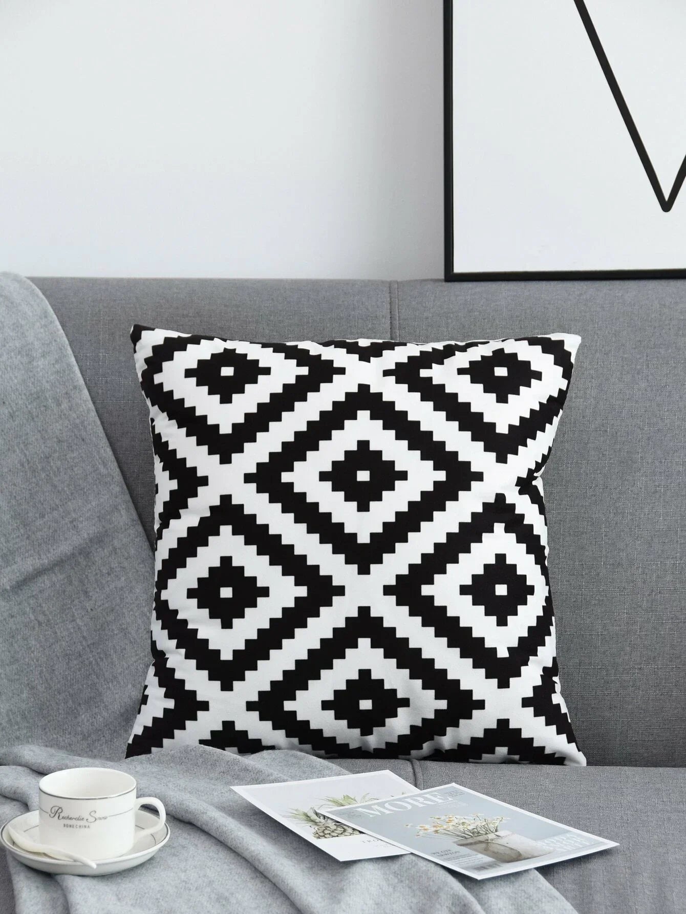 Buy Shein Geometric Pattern Print Cushion Cover in Pakistan