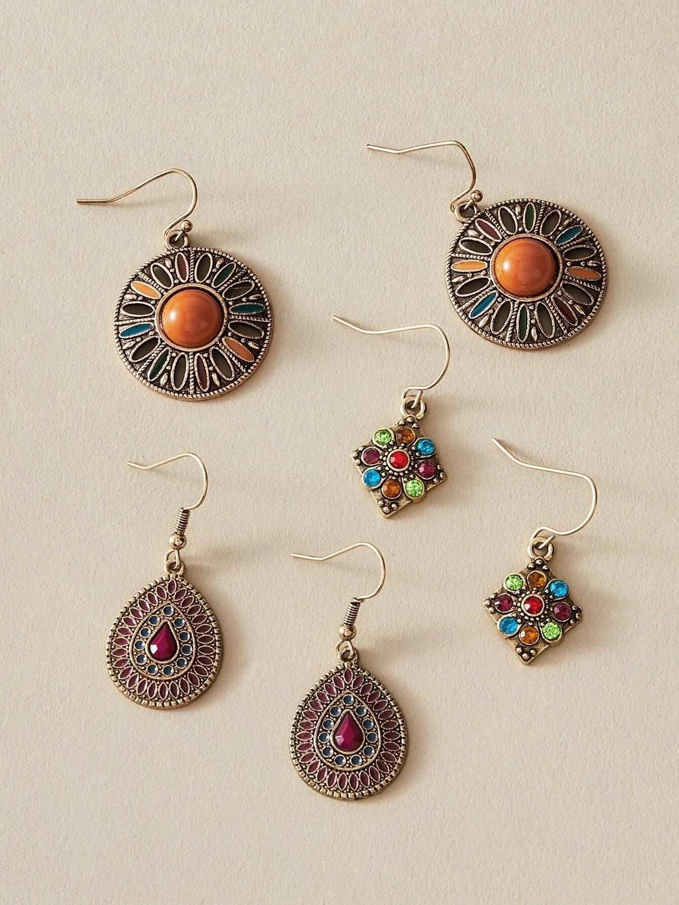 Buy SHEIN 3pairs Bohemian Flower & Water Drop Earrings in Pakistan