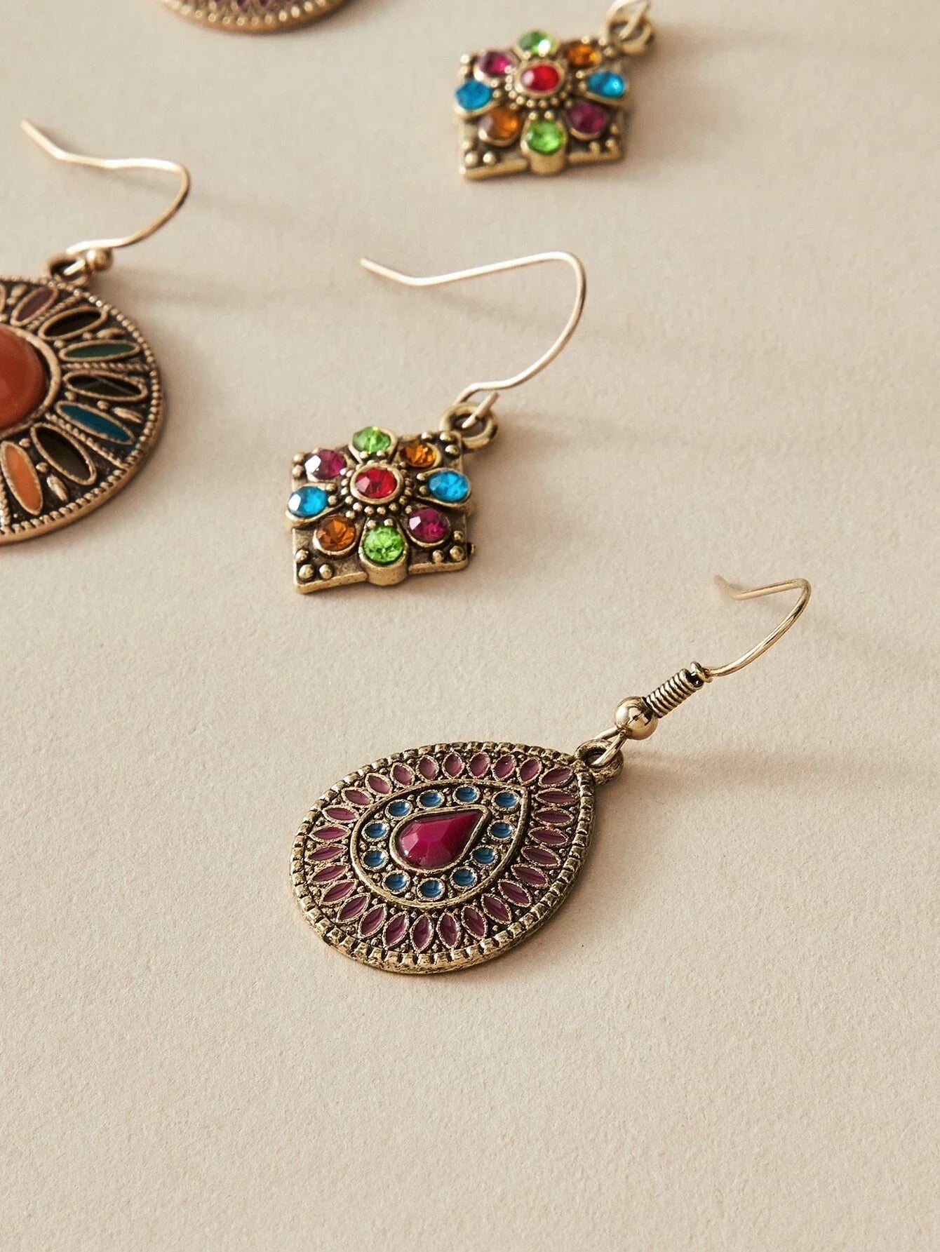 Buy Shein 3pairs Bohemian Flower & Water Drop Earrings in Pakistan