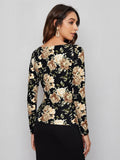 Buy Shein Emery Rose Square Neck Floral Print Tee in Pakistan