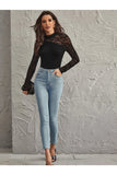 Buy Shein Geo Mesh Yoke and Sleeve Rib knit Bodysuit in Pakistan
