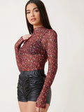 Buy SHEIN BAE Mock Neck Ditsy Floral Top Without Bra in Pakistan