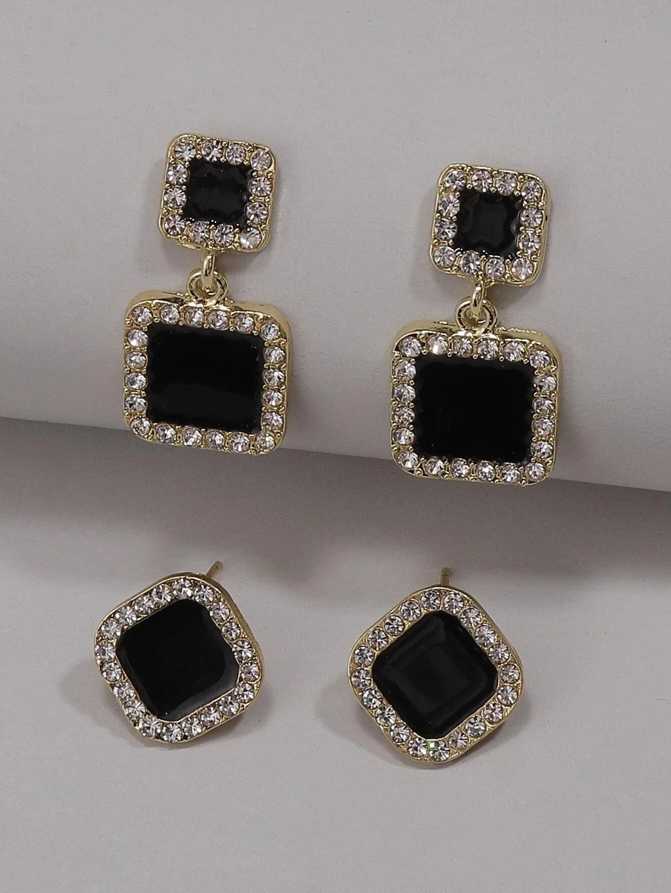 Buy Shein 2pairs Rhinestone Decor Geo Earrings in Pakistan