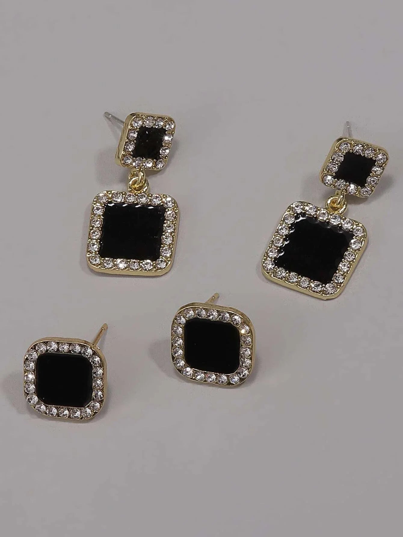 Buy Shein 2pairs Rhinestone Decor Geo Earrings in Pakistan