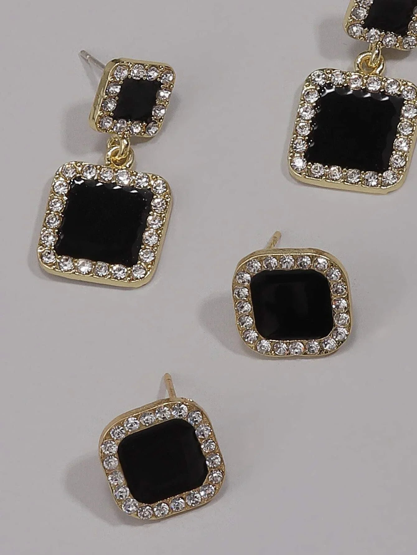 Buy Shein 2pairs Rhinestone Decor Geo Earrings in Pakistan