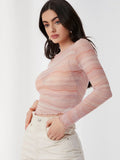Buy SHEIN BAE Lettuce Edge Marble Mesh Top Without Bra in Pakistan