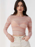 Buy SHEIN BAE Lettuce Edge Marble Mesh Top Without Bra in Pakistan