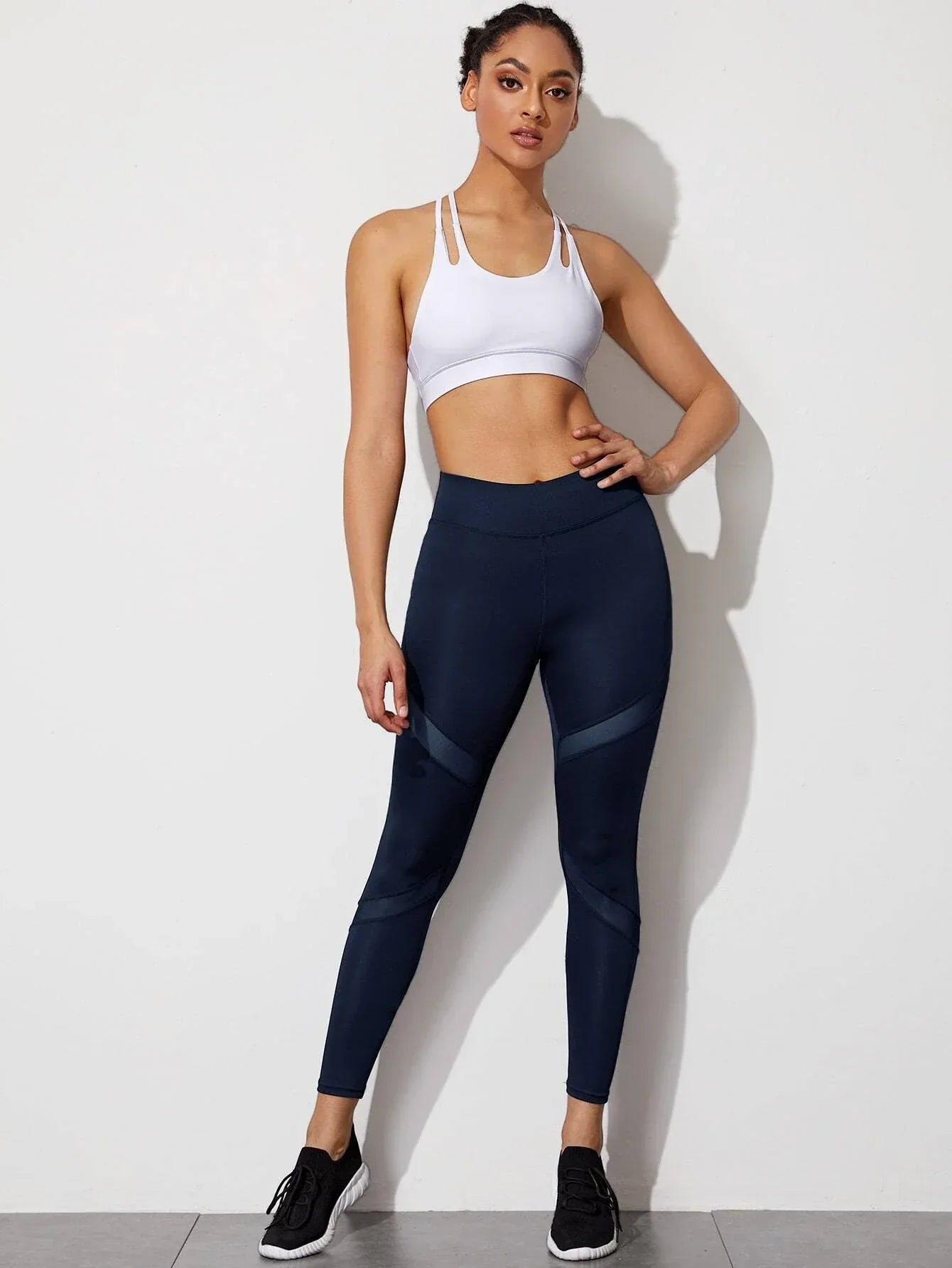 Buy SHEIN Contrast Mesh Tummy Control Sports Leggings in Pakistan