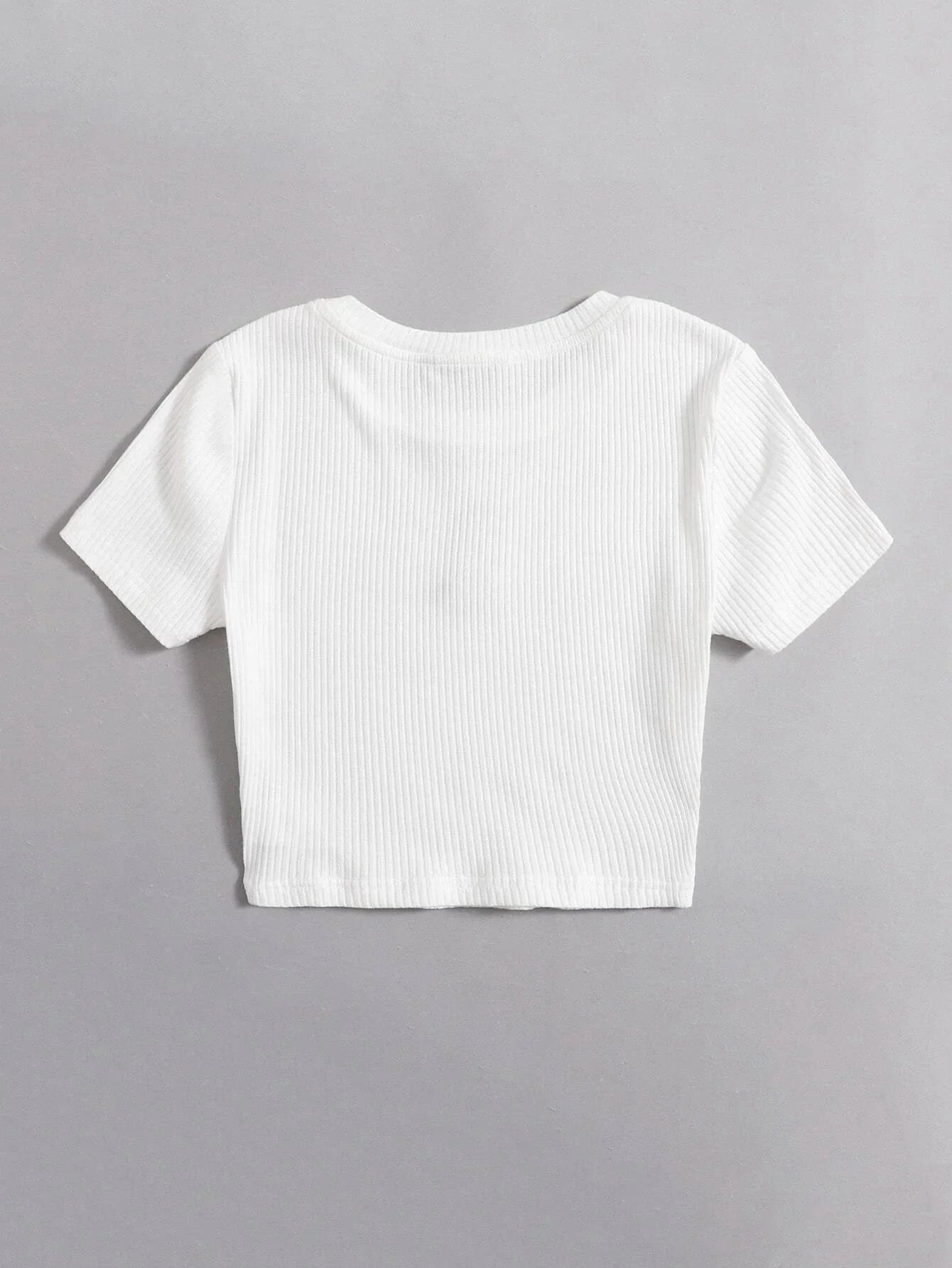 Buy Shein Ezwear Cartoon Embroidered Rib Knit Crop Top in Pakistan