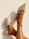 Buy Shein Rhinestone Decor Point Toe Chunky Heeled Mules in Pakistan