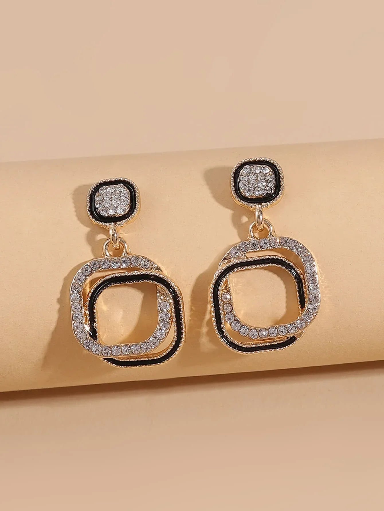 Buy Shein Rhinestone Decor Geometric Earrings in Pakistan