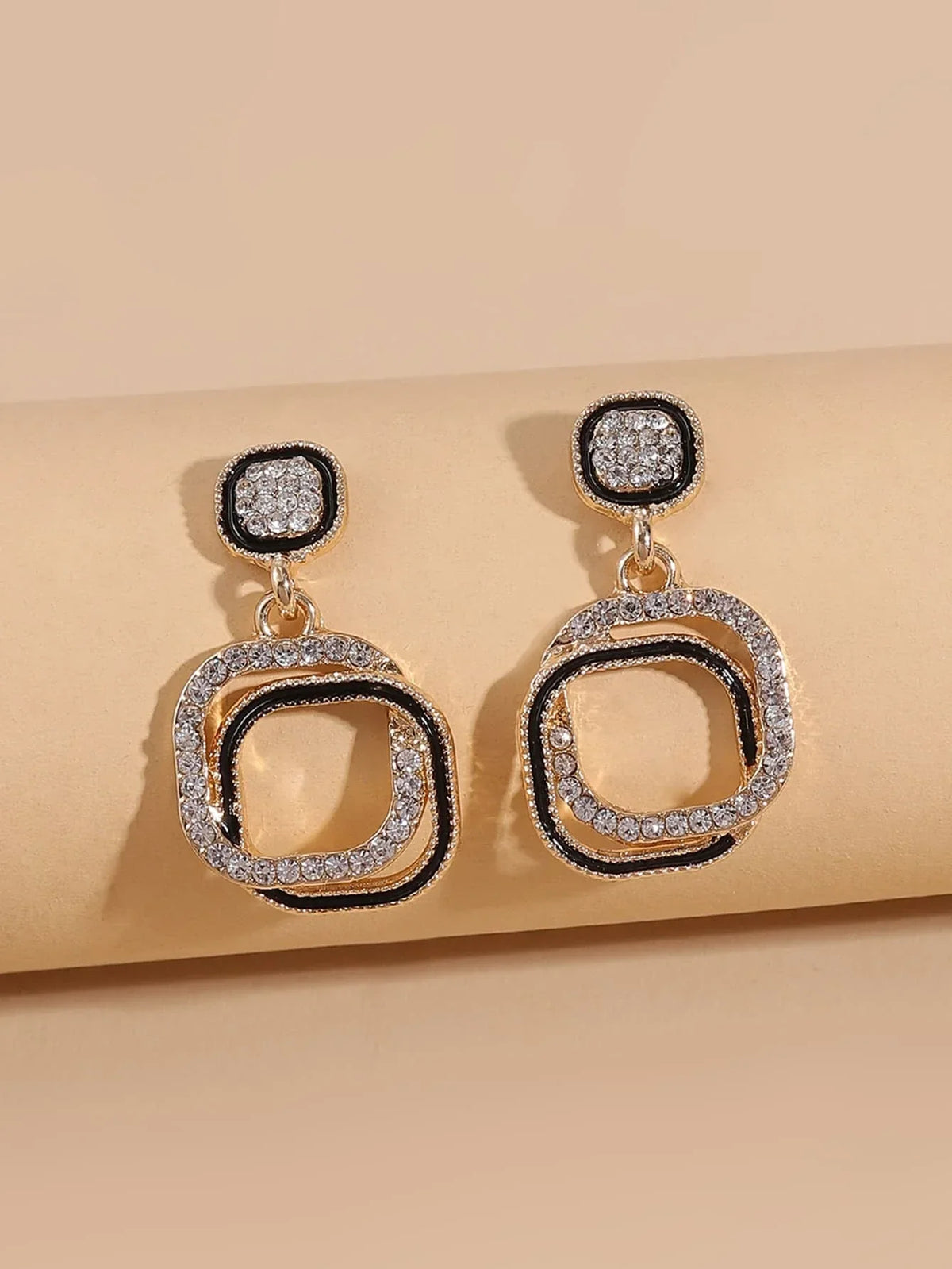 Buy Shein Rhinestone Decor Geometric Earrings in Pakistan