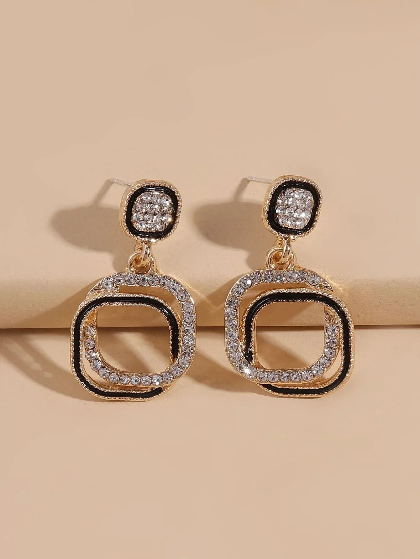 Buy Shein Rhinestone Decor Geometric Earrings in Pakistan