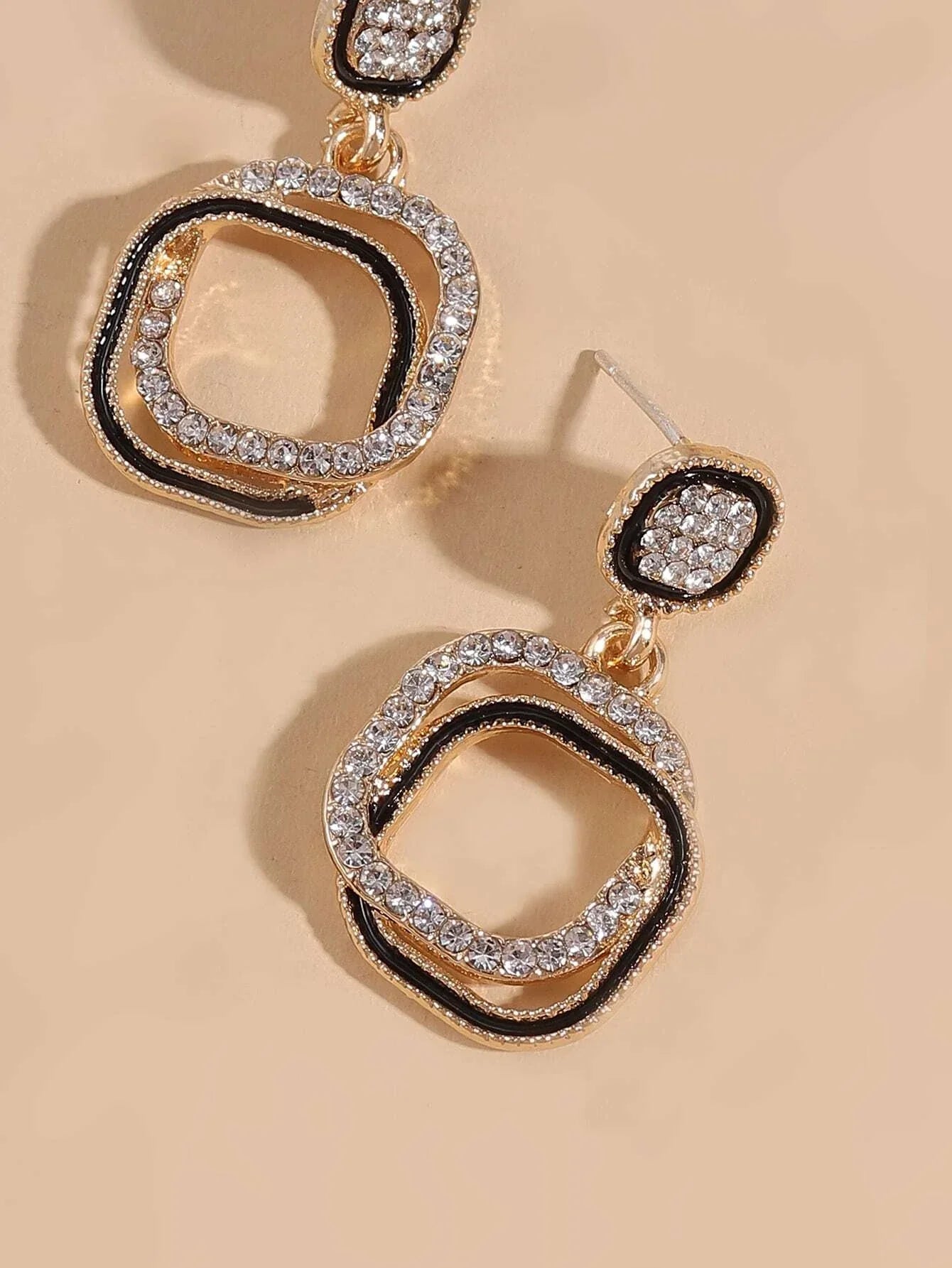 Buy Shein Rhinestone Decor Geometric Earrings in Pakistan