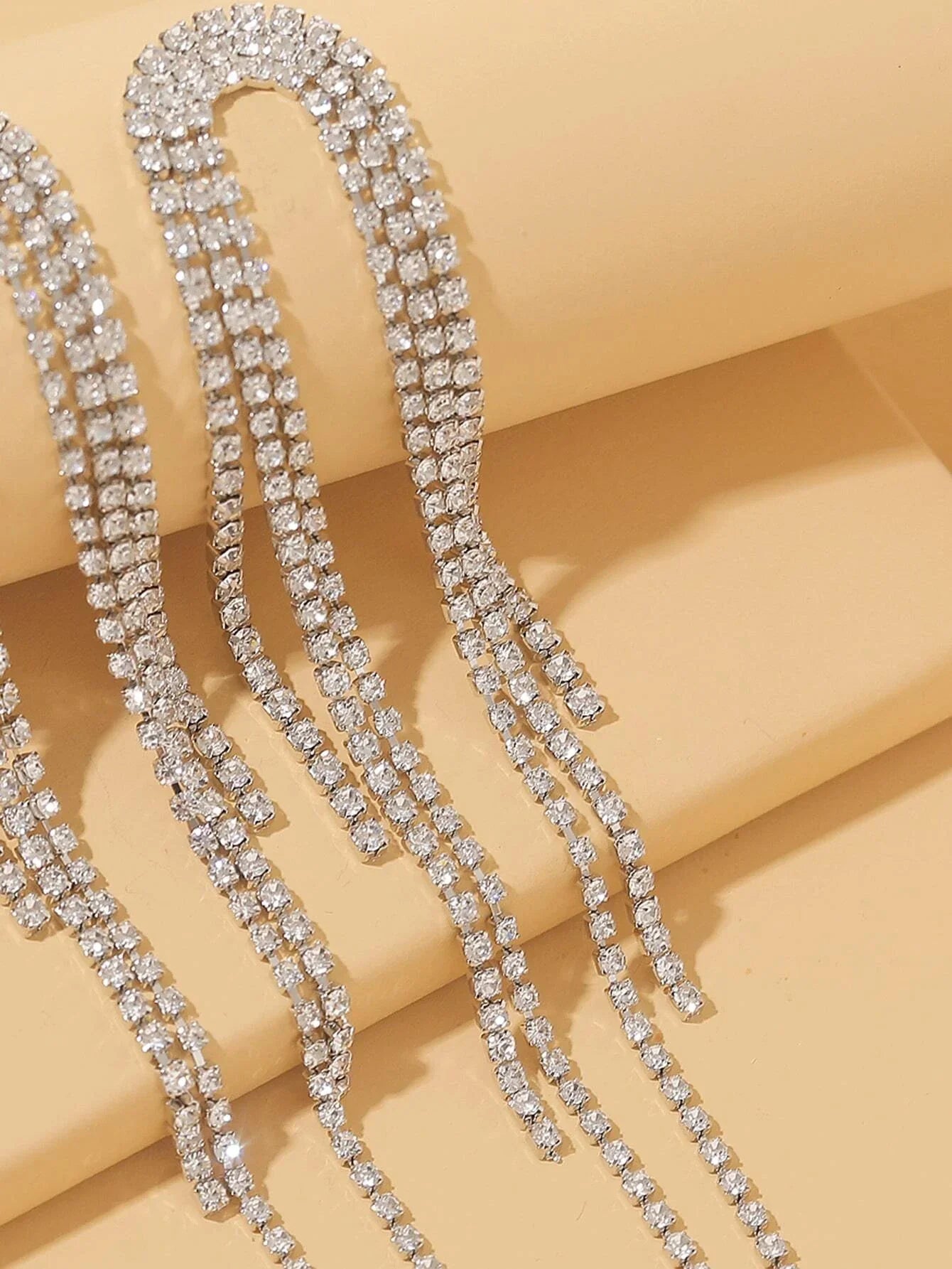 Buy Shein Rhinestone Tassel Decor Drop Earrings in Pakistan
