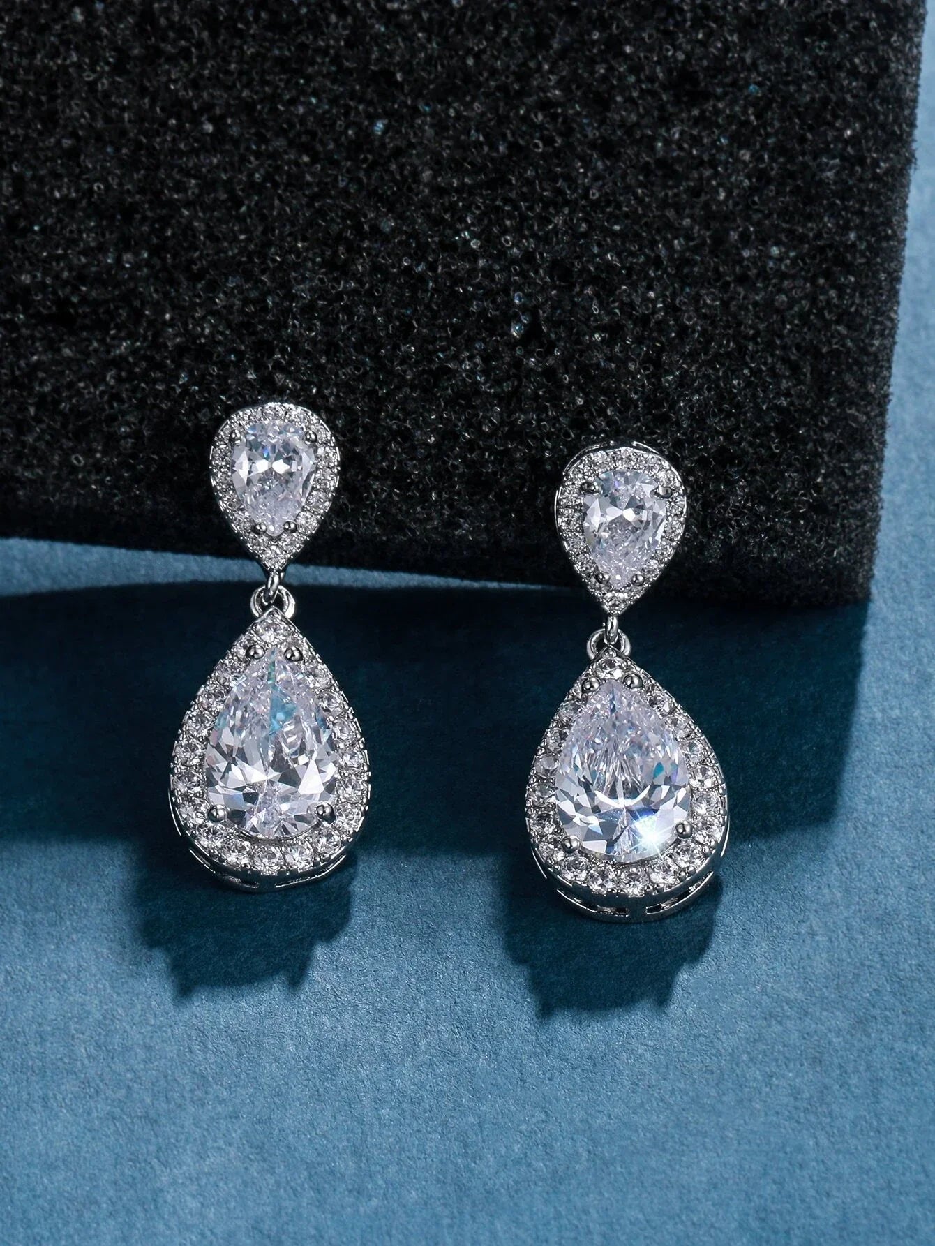 Buy Shein Zircon Decor Water Drop Earrings in Pakistan