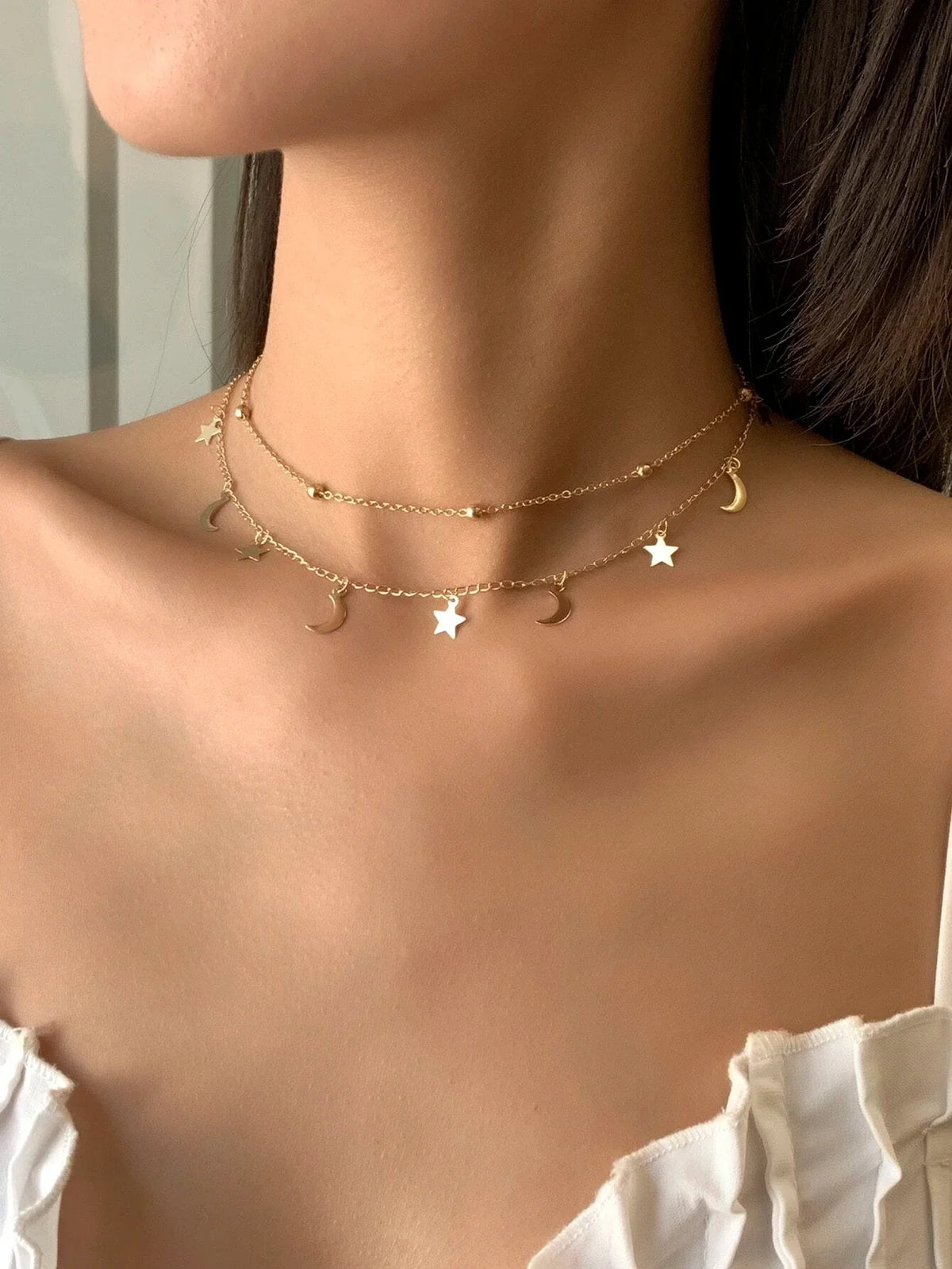 Buy Shein 2pcs Star Moon Charm Necklace in Pakistan