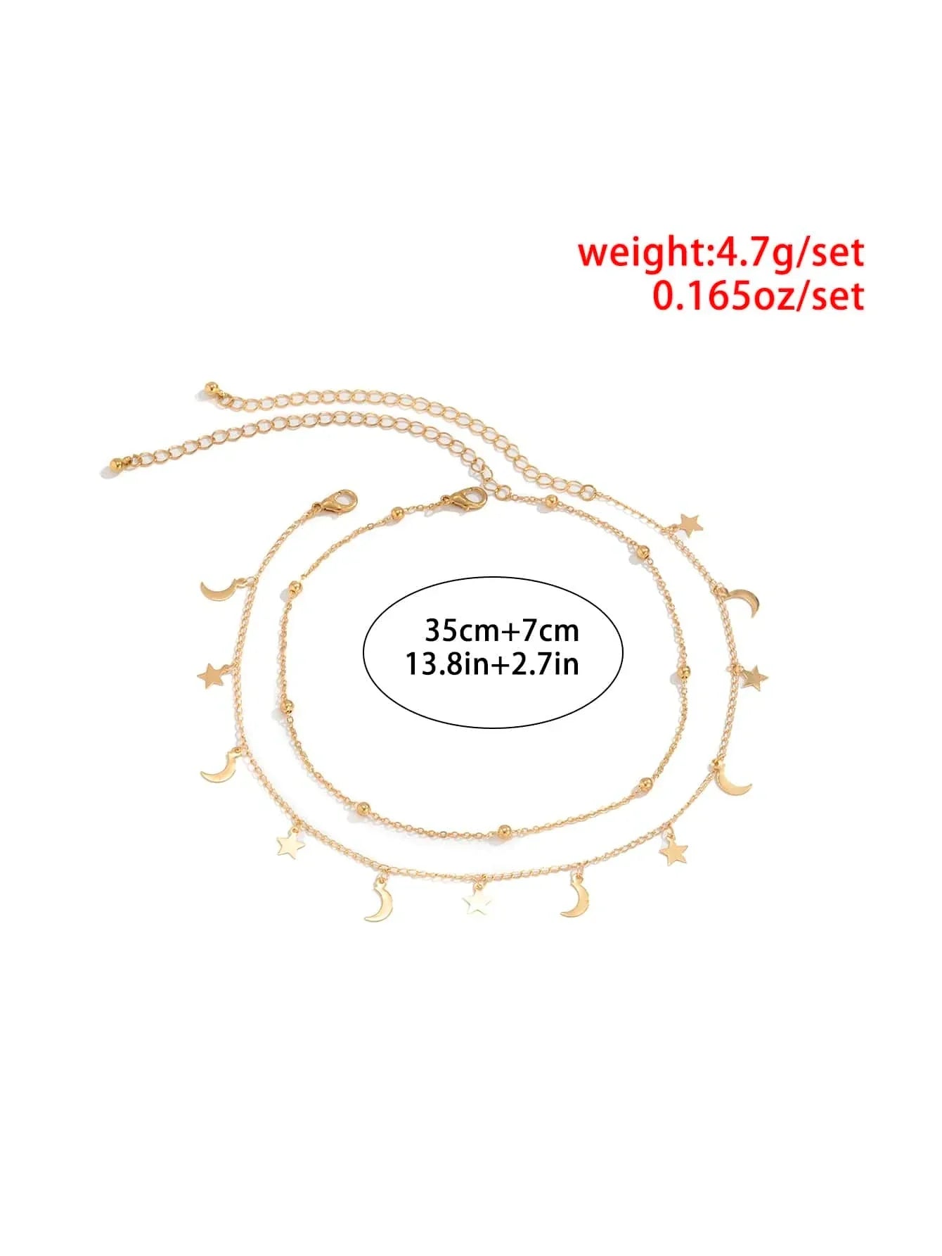 Buy Shein 2pcs Star Moon Charm Necklace in Pakistan