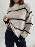 Buy SHEIN Striped Mock Neck Drop Shoulder Sweater in Pakistan