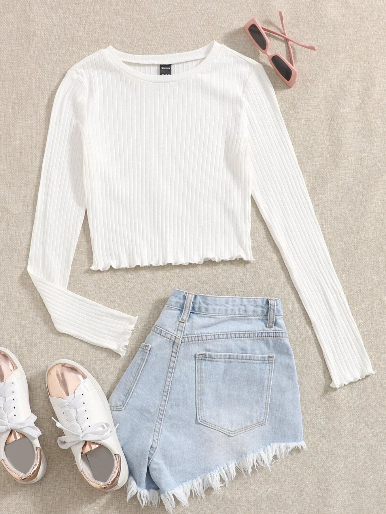 Buy SHEIN EZwear Lettuce Trim Solid Top in Pakistan