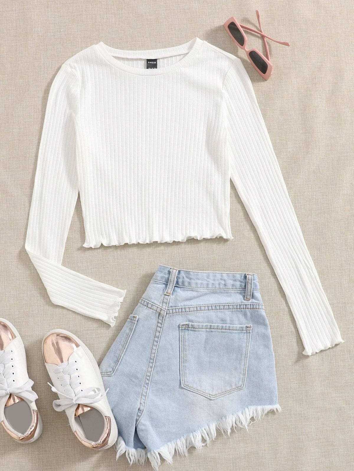 Buy SHEIN EZwear Lettuce Trim Solid Top in Pakistan