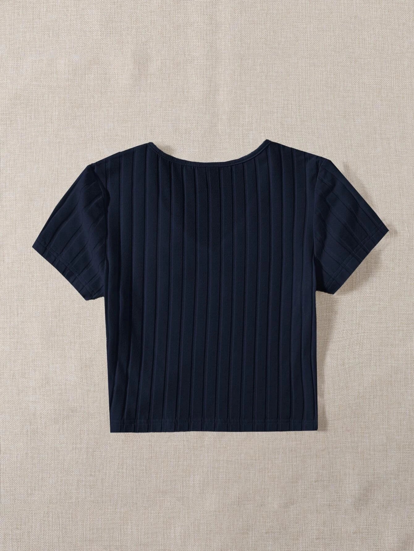 Buy SHEIN EZwear V-neck Rib-knit Tee in Pakistan