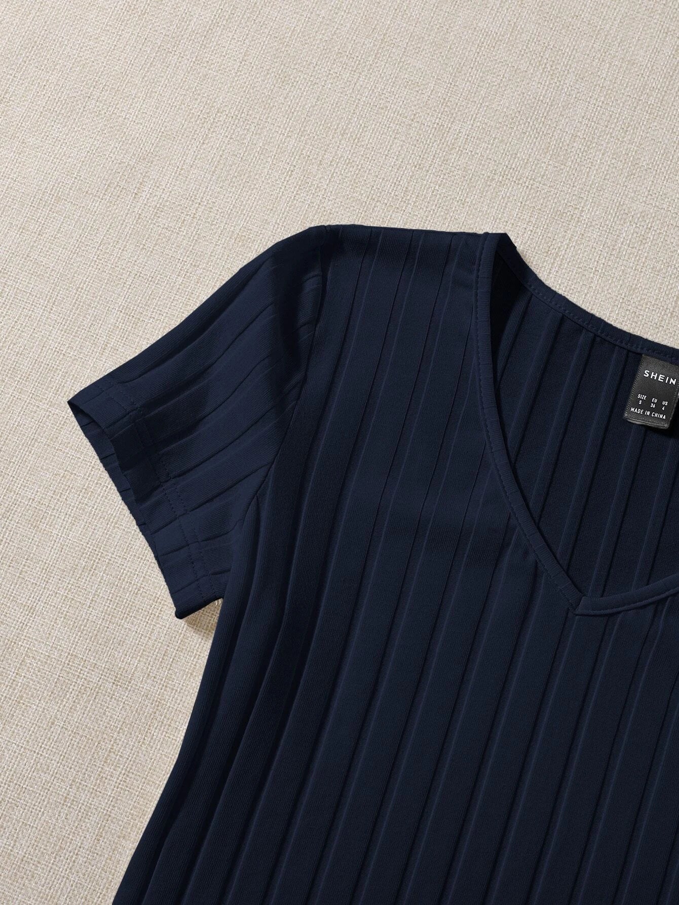 Buy SHEIN EZwear V-neck Rib-knit Tee in Pakistan