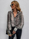 Buy Shein Snakeskin Print Bishop Sleeve Blouse in Pakistan