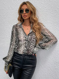 Buy Shein Snakeskin Print Bishop Sleeve Blouse in Pakistan