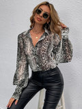 Buy Shein Snakeskin Print Bishop Sleeve Blouse in Pakistan