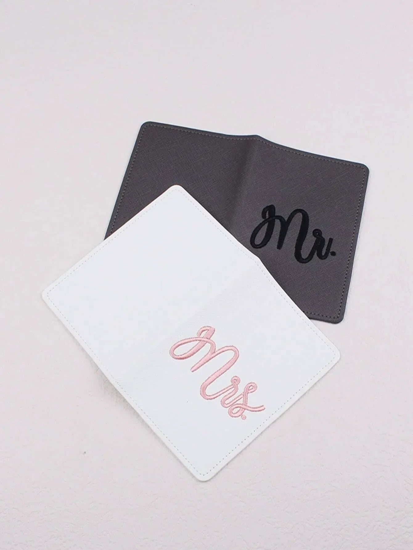 Buy Shein 2pcs Letter Embroidered Detail Passport Holder in Pakistan