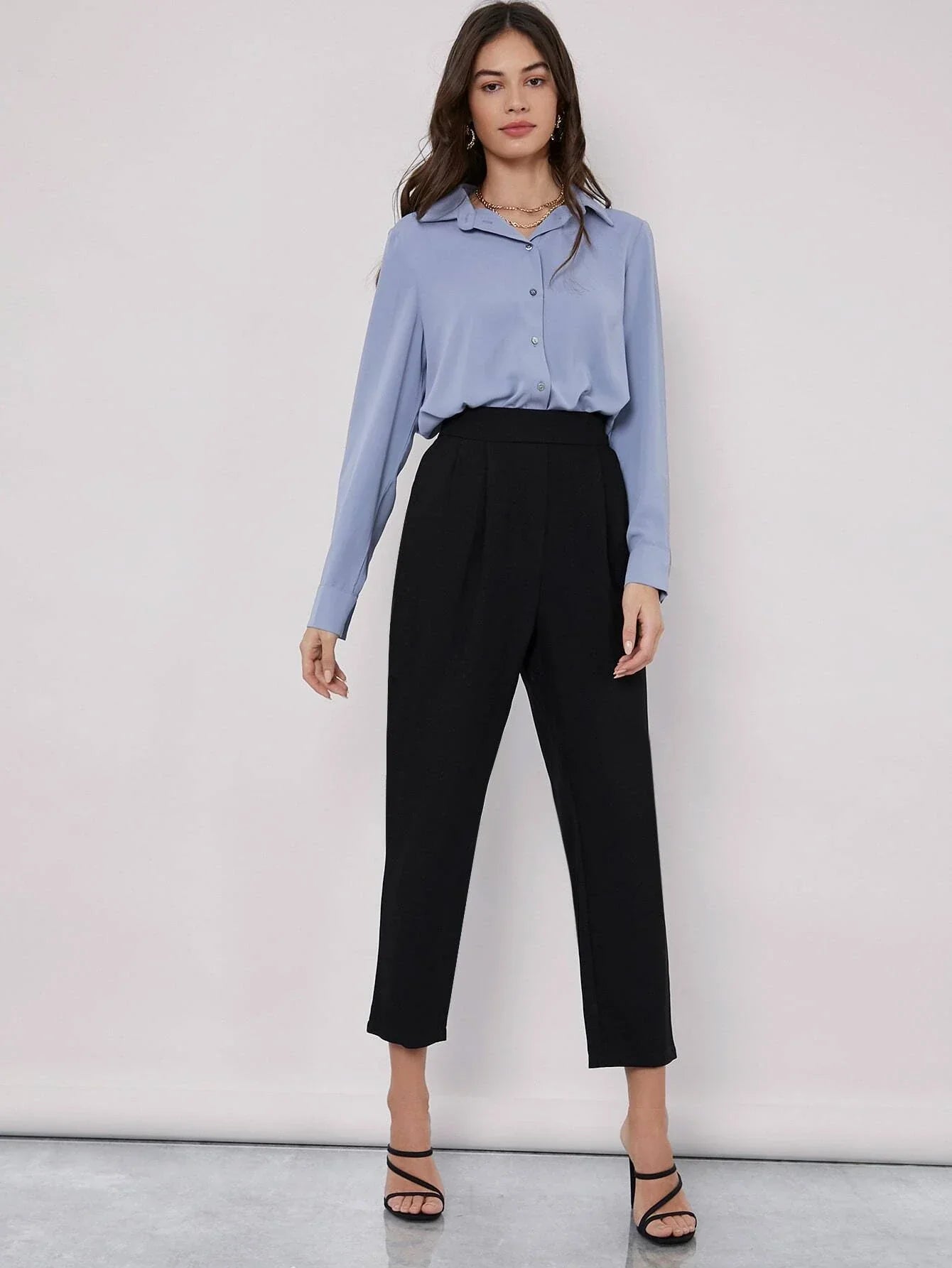 Buy SHEIN BIZwear Fold Pleated Back Solid Shirt in Pakistan