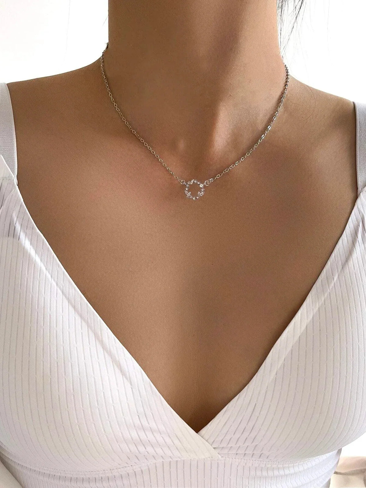 Buy Shein Rhinestone Round Charm Necklace in Pakistan