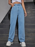 Buy Shein Fire Print Raw Hem Straight Leg Jeans in Pakistan